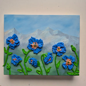 Blue Poppy | 8" x 10" | 3D Floral art