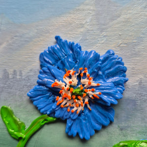 Blue Poppy | 8" x 10" | 3D Floral art