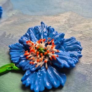 Blue Poppy | 8" x 10" | 3D Floral art