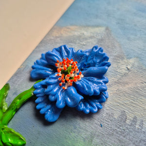 Blue Poppy | 8" x 10" | 3D Floral art