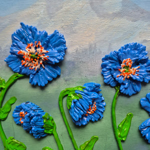 Blue Poppy | 8" x 10" | 3D Floral art