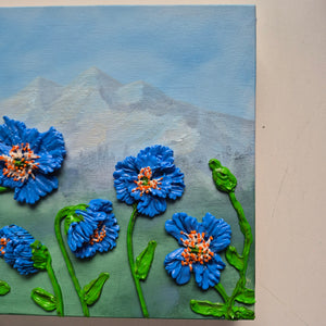 Blue Poppy | 8" x 10" | 3D Floral art